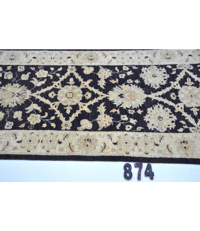 Black Antique Ziegler Runner – Hand-knotted Wool Carpet – 281 x 072 cm