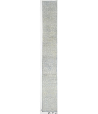 Silberblau Moderner Läufer – 611 x 78 cm – Handgeknüpftes Wollteppich Silberblau Moderner Läufer – 611 x 78 cm – Handgeknüpftes Wollteppich