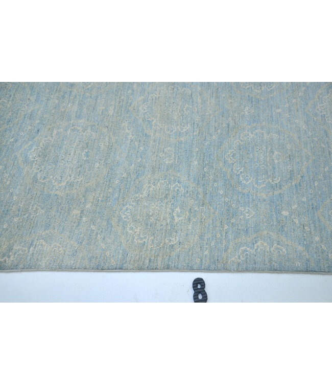 Silberblau Moderner Läufer – 611 x 78 cm – Handgeknüpftes Wollteppich