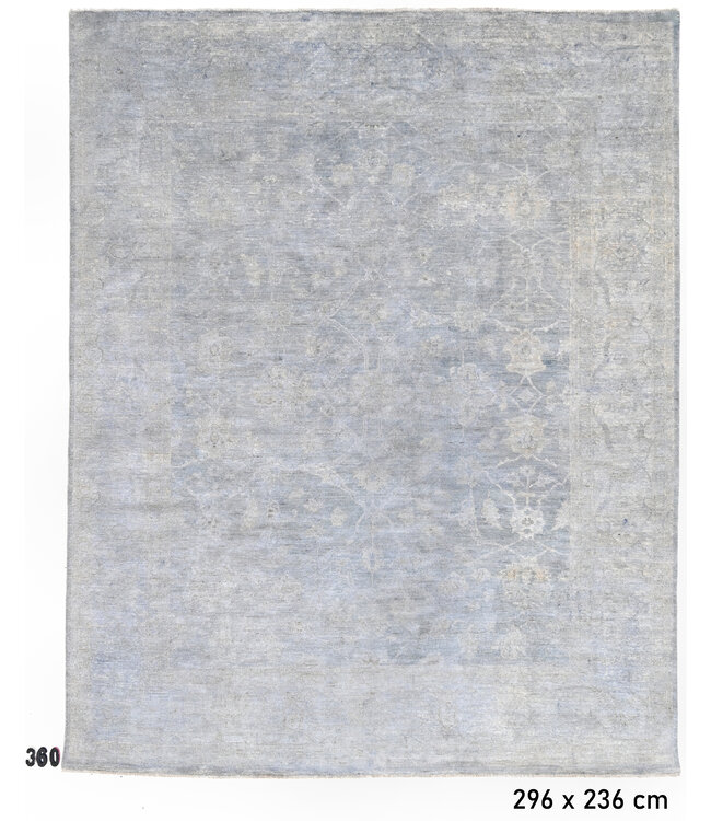 Ziegler Teppich in Hellblau – 296 x 236 cm – Handgeknüpft aus Wolle