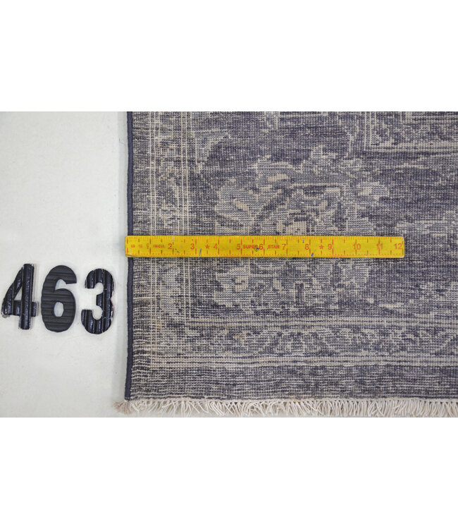 Diepblauw Vintage Handgeknoopte Wol Vloerkleed met Gedetailleerd Klassiek Motief – 281 x 201 cm – Luxe Traditioneel Design