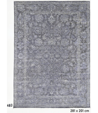 Tiefblauer Vintage Handgeknüpfter Wollteppich mit Klassischem Muster – 281 x 201 cm – Luxuriöses Traditionsdesign