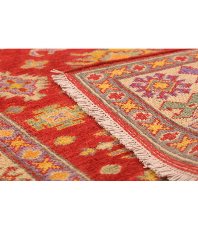 152x100cm Handgeknoopte Kazak Afghan Tapijt – Wol & Ambachtelijk