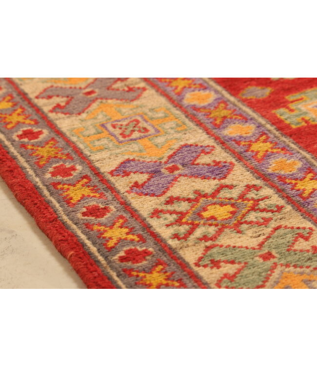 152x100cm Handgeknoopte Kazak Afghan Tapijt – Wol & Ambachtelijk