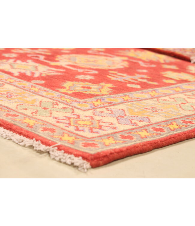 152x100cm Wool Hand-Knotted Kazak Afghan Rug – Authentic Oriental Carpet