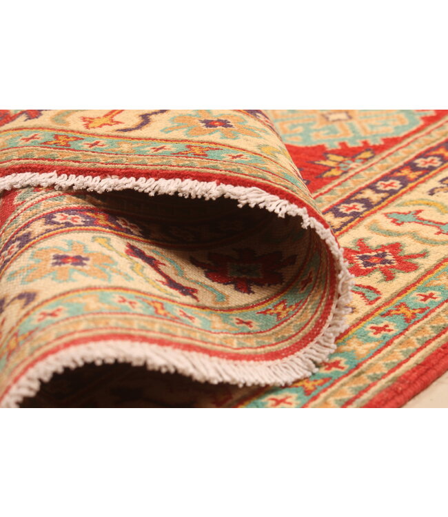 150x99cm Wool Hand-Knotted Kazak Afghan Rug – Authentic Oriental Carpet