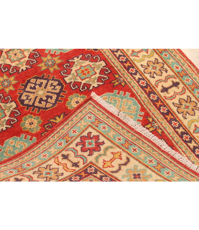 150x99cm Wool Hand-Knotted Kazak Afghan Rug – Authentic Oriental Carpet