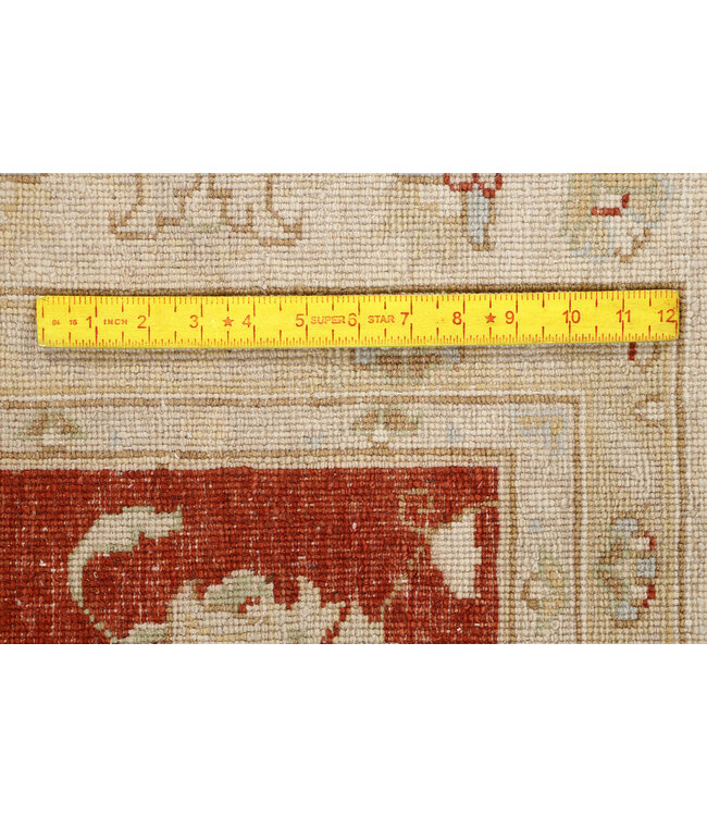 Hand-Knotted Ziegler Rug – 300 x 253 cm – Rust Red & Cream – Classic Design