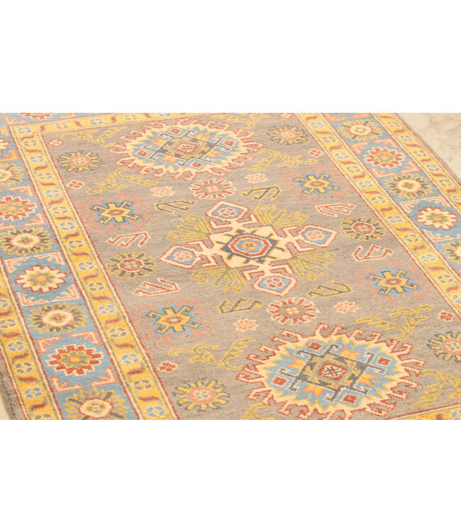 146x104cm Wool Hand-Knotted Kazak Afghan Rug – Authentic Oriental Carpet