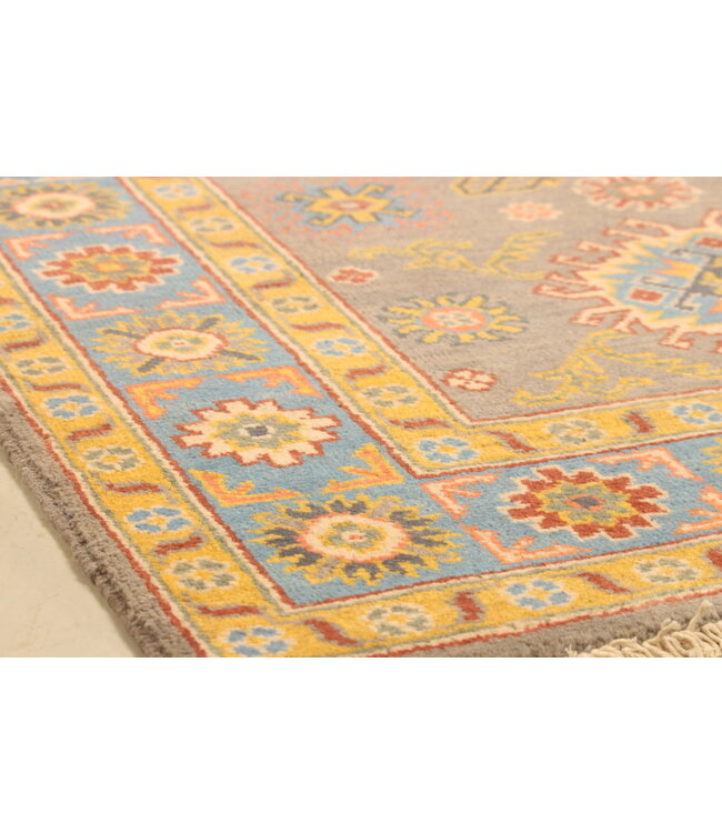 146x104cm Wool Hand-Knotted Kazak Afghan Rug – Authentic Oriental Carpet