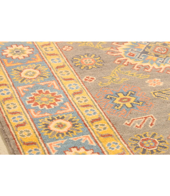 146x104cm Wool Hand-Knotted Kazak Afghan Rug – Authentic Oriental Carpet