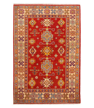 153x100cm Handgeknoopte Kazak Afghan Tapijt – Wol & Ambachtelijk