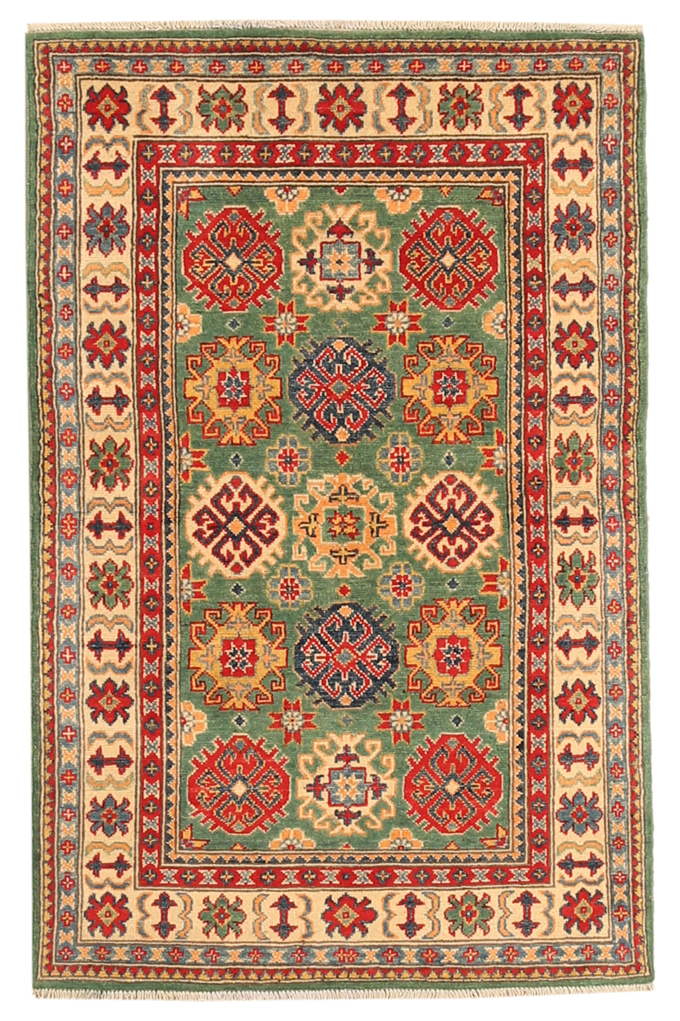 113×240 落ち着いた色ながら華やか　Afghan vintage Rug 155x99cm Wool Hand-Knotted Kazak Afghan Rug–Authentic Oriental