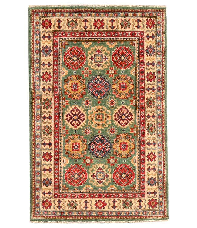 155x99cm Wollteppich Handgeknüpft – Kazak Afghanischer Orientteppich