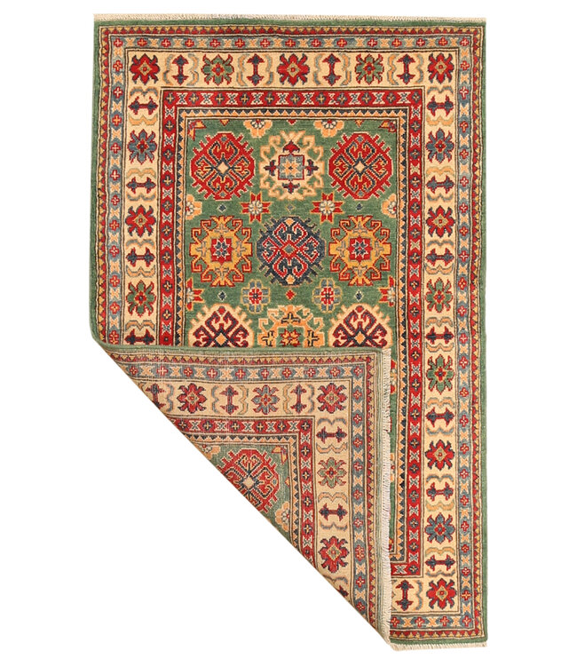 155x99cm Handgeknoopte Kazak Afghan Tapijt – Wol & Ambachtelijk