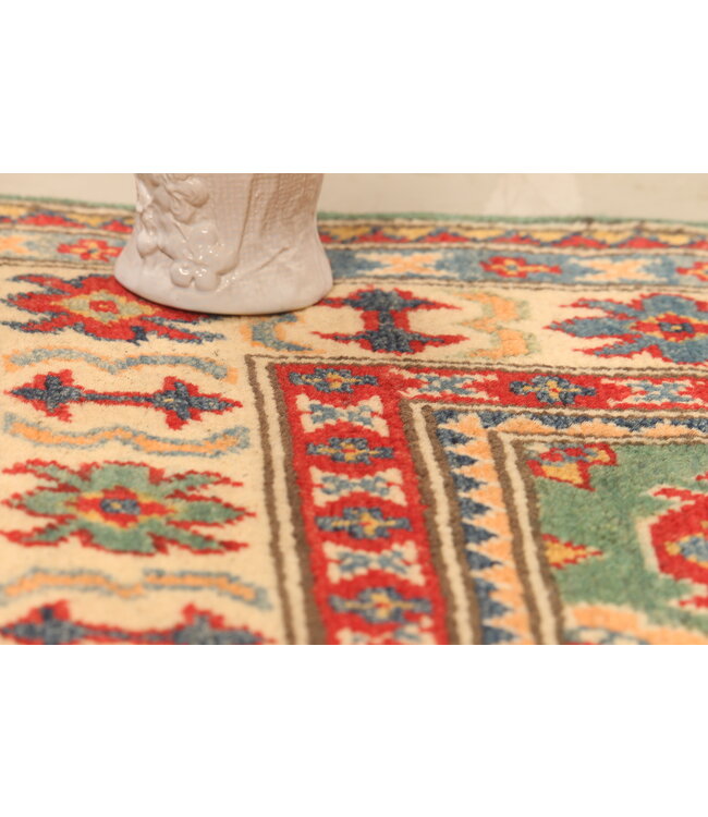 155x99cm Wollteppich Handgeknüpft – Kazak Afghanischer Orientteppich