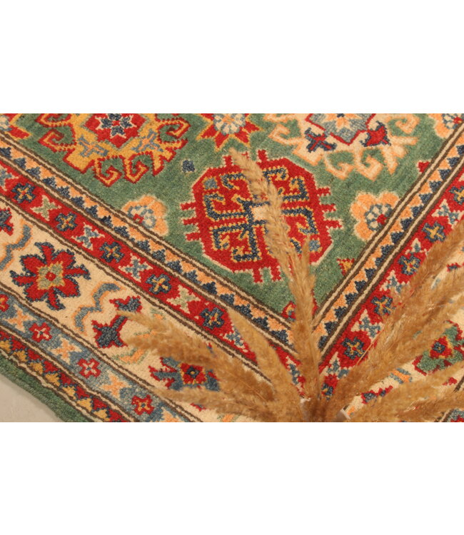 155x99cm Handgeknoopte Kazak Afghan Tapijt – Wol & Ambachtelijk