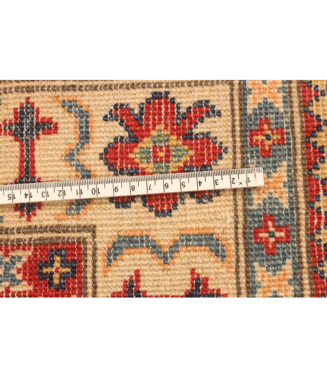 155x99cm Wool Hand-Knotted Kazak Afghan Rug – Authentic Oriental Carpet