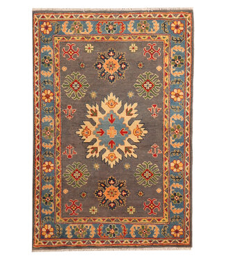 149x99cm Wool Hand-Knotted Kazak Afghan Rug – Authentic Oriental Carpet