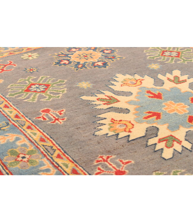 149x99cm Wool Hand-Knotted Kazak Afghan Rug – Authentic Oriental Carpet