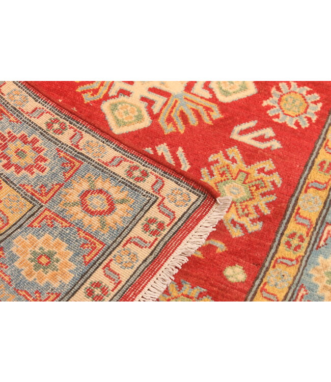151x96cm Wool Hand-Knotted Kazak Afghan Rug – Authentic Oriental Carpet