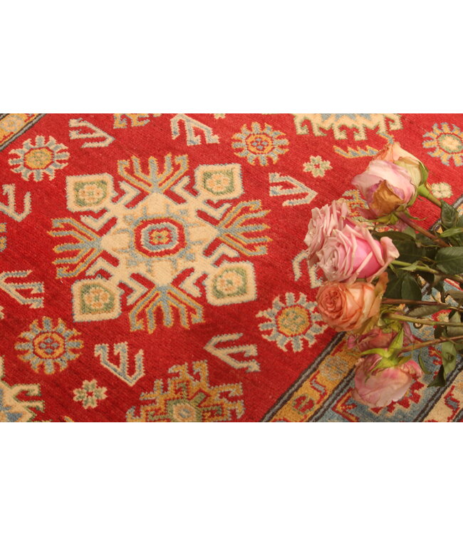 151x96cm Handgeknoopte Kazak Afghan Tapijt – Wol & Ambachtelijk