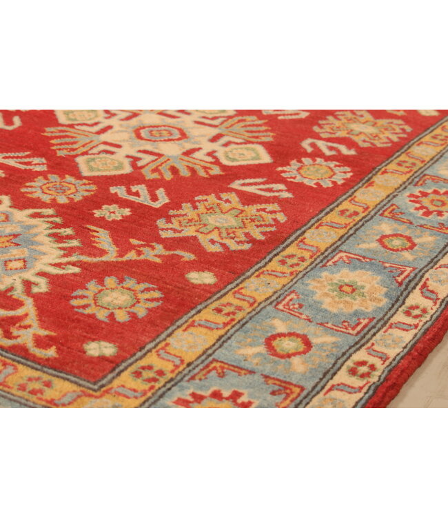 151x96cm Wool Hand-Knotted Kazak Afghan Rug – Authentic Oriental Carpet