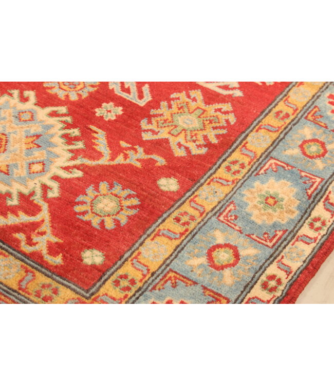 151x96cm Wool Hand-Knotted Kazak Afghan Rug – Authentic Oriental Carpet