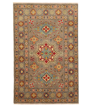 153x97cm Wool Hand-Knotted Kazak Afghan Rug – Authentic Oriental Carpet