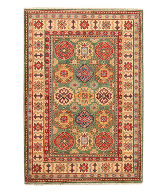 149x102cm Wool Hand-Knotted Kazak Afghan Rug – Authentic Oriental Carpet