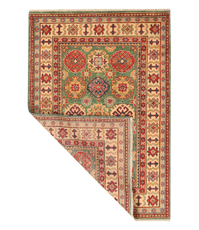 149x102cm Handgeknoopte Kazak Afghan Tapijt – Wol & Ambachtelijk