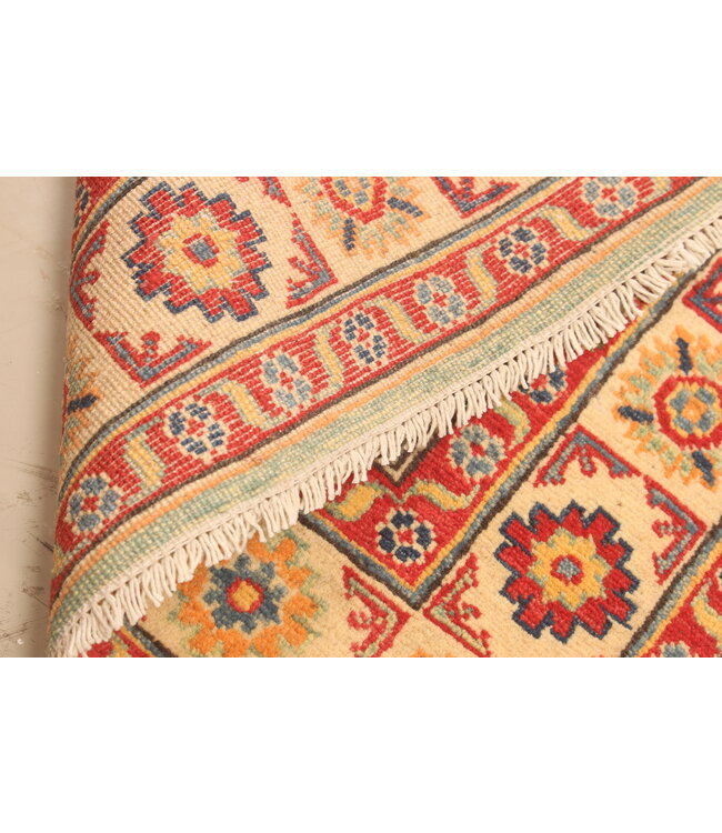 145x95cm Handgeknoopte Kazak Afghan Tapijt – Wol & Ambachtelijk