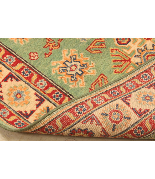145x95cm Wool Hand-Knotted Kazak Afghan Rug – Authentic Oriental Carpet