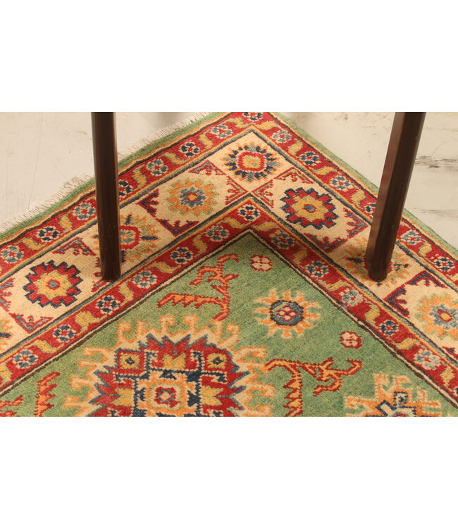 145x95cm Handgeknoopte Kazak Afghan Tapijt – Wol & Ambachtelijk