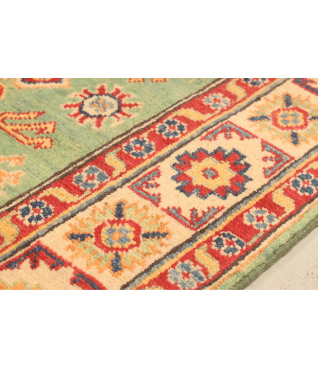145x95cm Wool Hand-Knotted Kazak Afghan Rug – Authentic Oriental Carpet