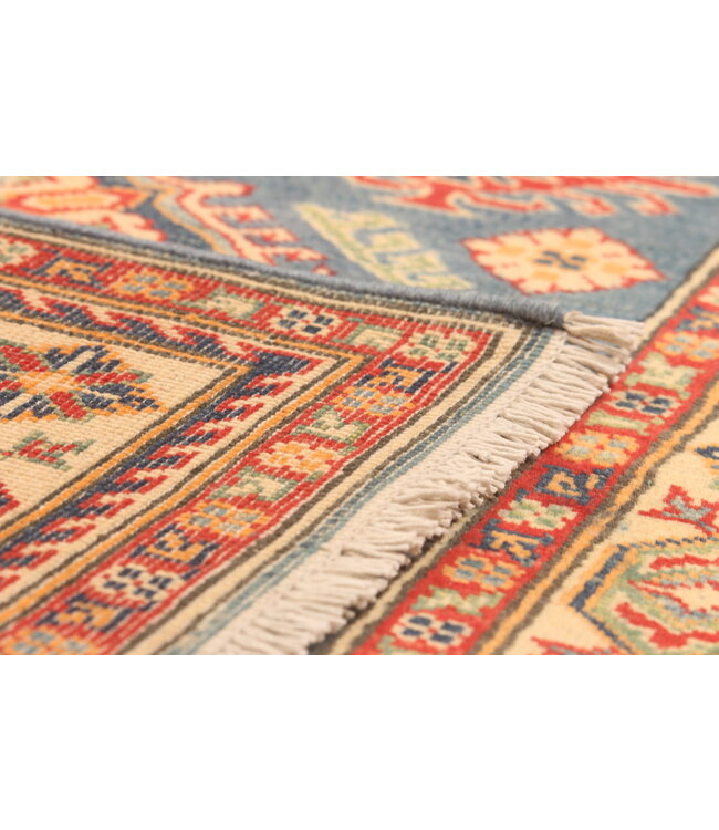 150x98cm Wool Hand-Knotted Kazak Afghan Rug – Authentic Oriental Carpet