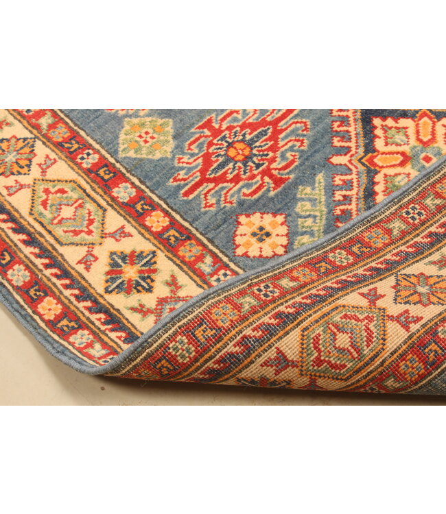 150x98cm Handgeknoopte Kazak Afghan Tapijt – Wol & Ambachtelijk