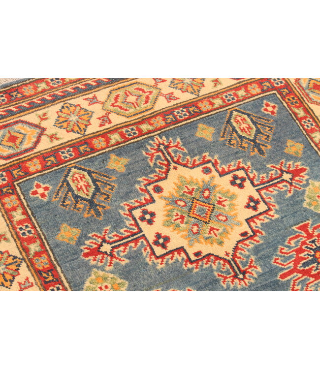 150x98cm Handgeknoopte Kazak Afghan Tapijt – Wol & Ambachtelijk