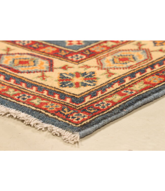 150x98cm Wool Hand-Knotted Kazak Afghan Rug – Authentic Oriental Carpet