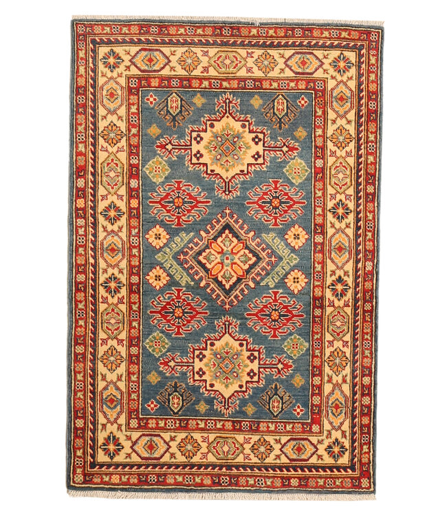 150x98cm Handgeknoopte Kazak Afghan Tapijt – Wol & Ambachtelijk