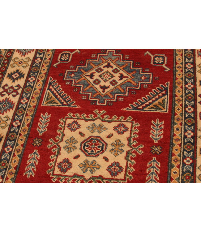 149x96cm Wool Hand-Knotted Kazak Afghan Rug – Authentic Oriental Carpet