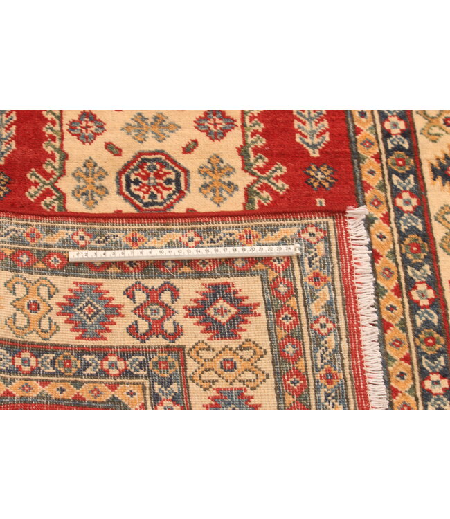 149x96cm Wool Hand-Knotted Kazak Afghan Rug – Authentic Oriental Carpet