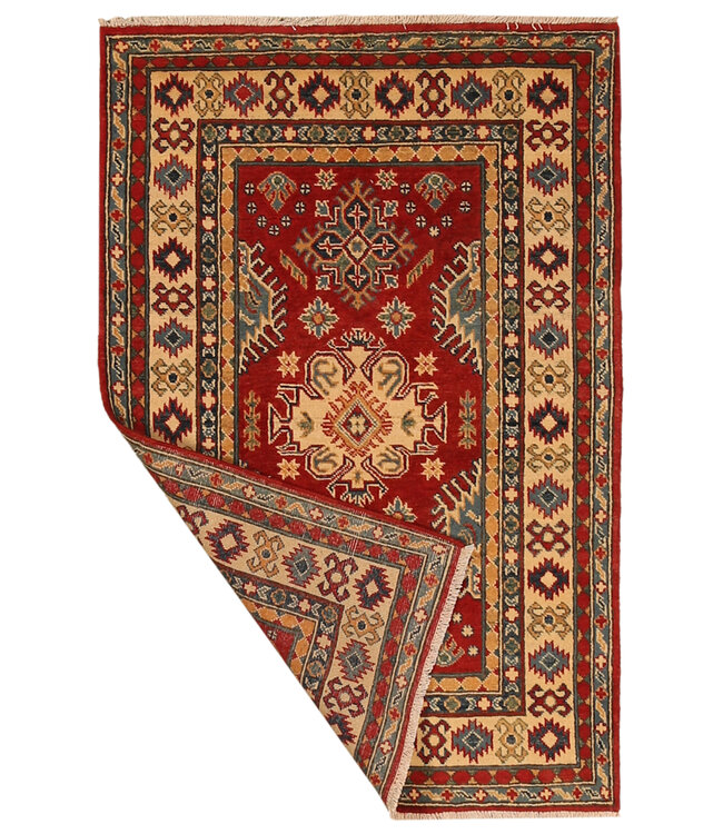 150x100cm Wollteppich Handgeknüpft – Kazak Afghanischer Orientteppich