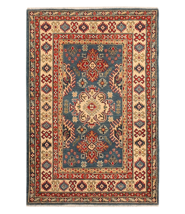 147x97cm Wollteppich Handgeknüpft – Kazak Afghanischer Orientteppich