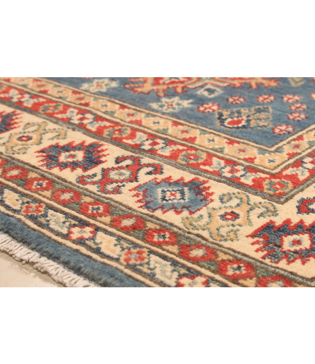 147x97cm Wool Hand-Knotted Kazak Afghan Rug – Authentic Oriental Carpet