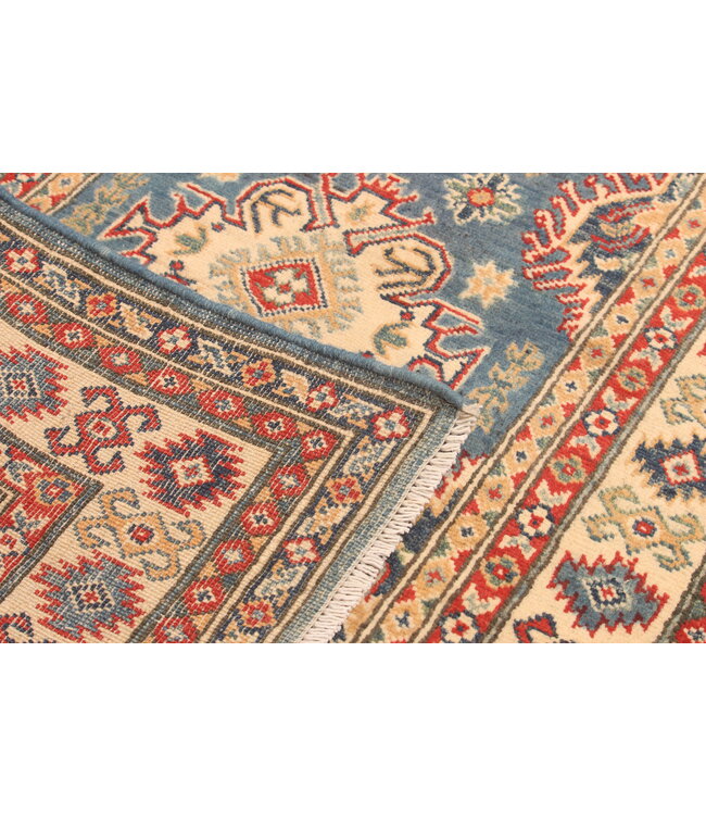 147x97cm Wool Hand-Knotted Kazak Afghan Rug – Authentic Oriental Carpet