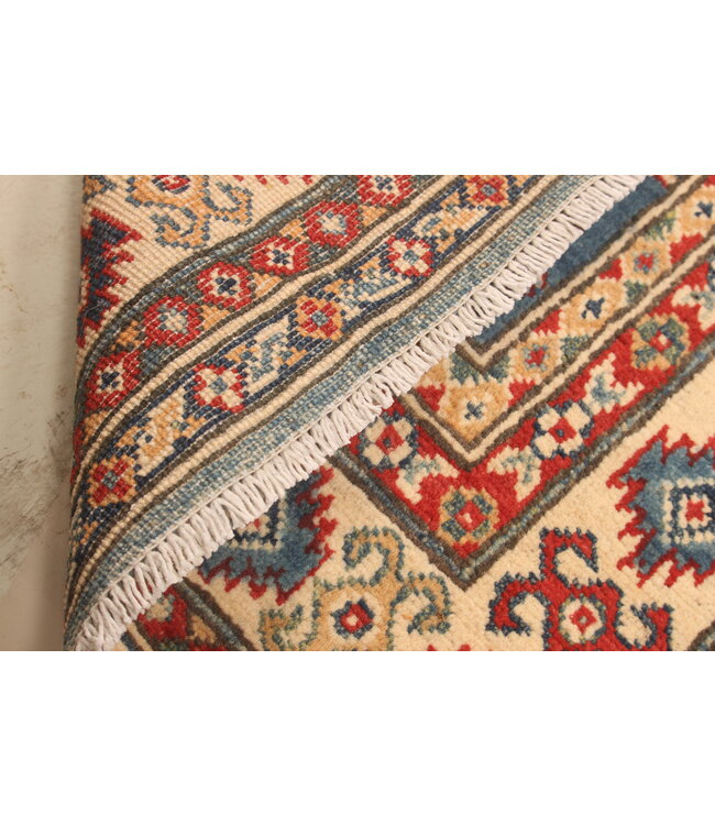 147x97cm Handgeknoopte Kazak Afghan Tapijt – Wol & Ambachtelijk
