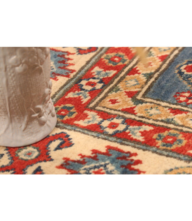 147x97cm Wollteppich Handgeknüpft – Kazak Afghanischer Orientteppich