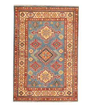 147x100cm Handgeknoopte Kazak Afghan Tapijt – Wol & Ambachtelijk