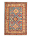 147x100cm Wool Hand-Knotted Kazak Afghan Rug – Authentic Oriental Carpet